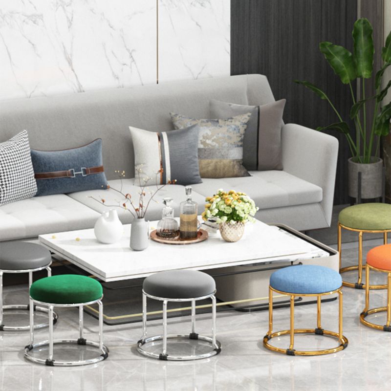 Standard Ottoman Fade Resistant Cotton Blend Glam Round Solid Color Ottoman