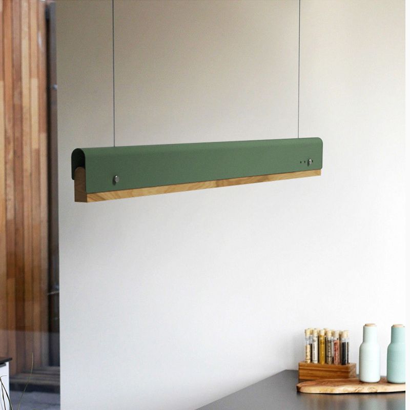 Rectangle Plafond Pendant Light Modernisme en bois et métal 23,5 "/35,5" / 47 "de large 1 kit de lampe suspendue blanc / rose / jaune clair