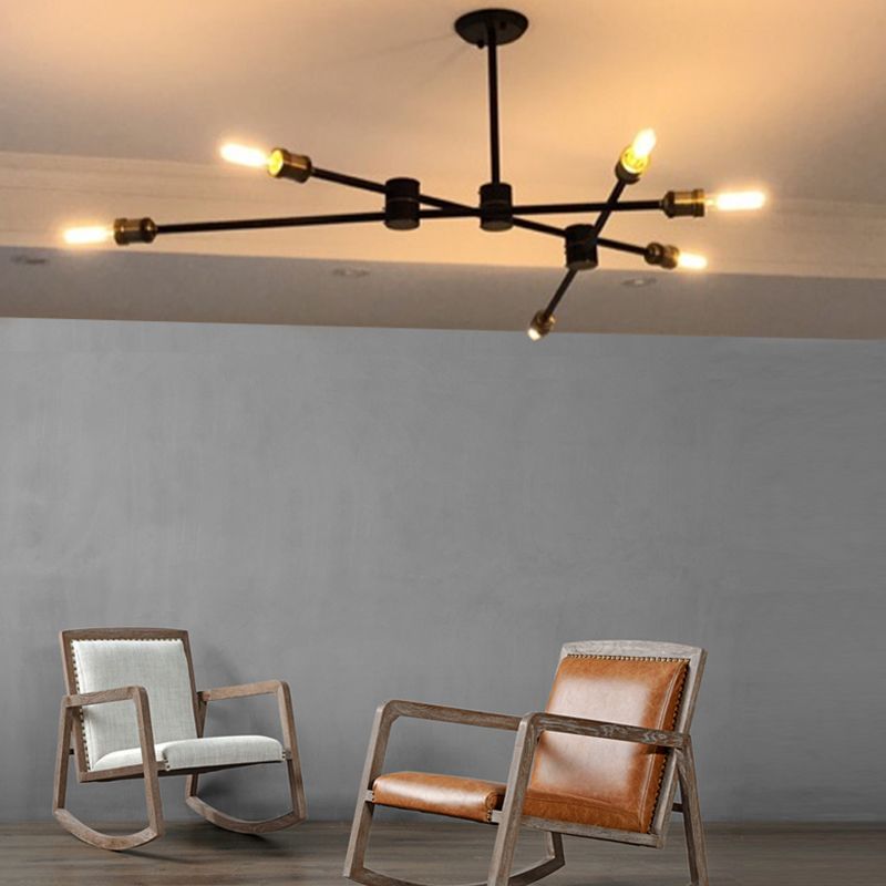Nordic Style Metal Chandelier Branch Black Pendant Lamps for Living Room
