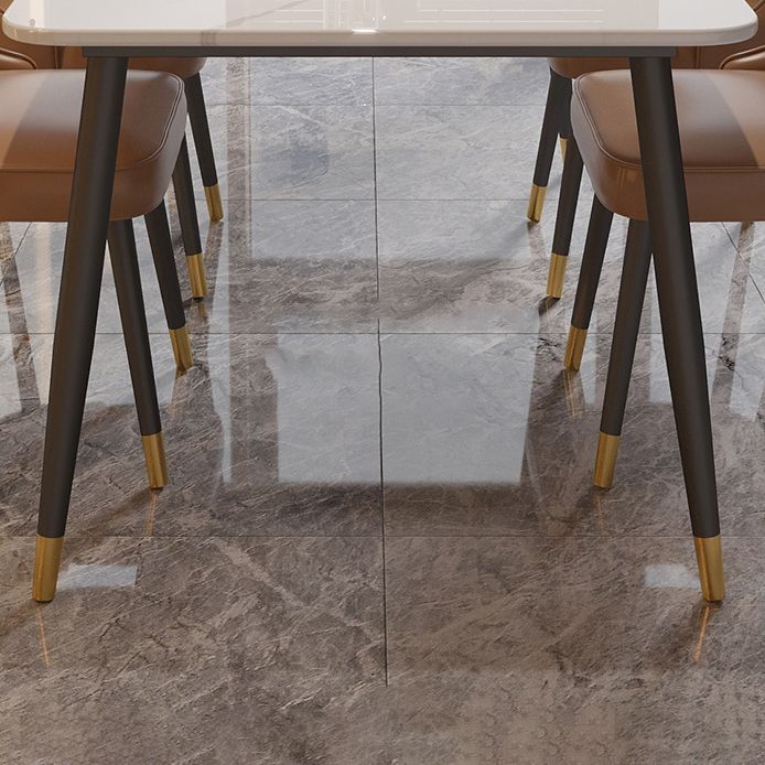 White Sintered Stone Dining Table Traditional Luxury Dining Table with 4 Legs