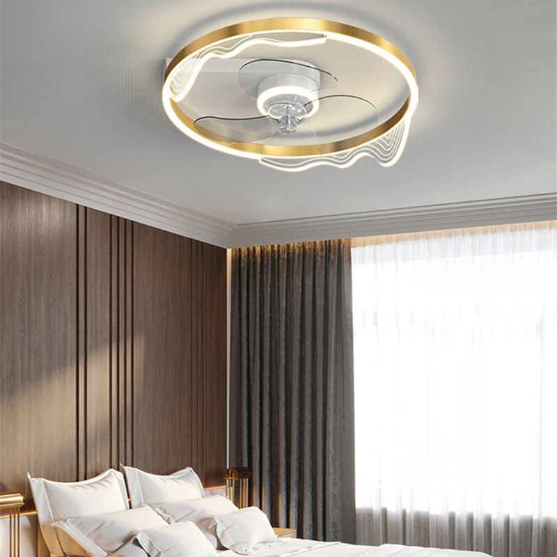 Metal Round Shape Ceiling Fan Modern Style Multi Lights Ceiling Fans Fixtures
