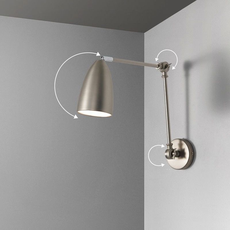 Contemporary Wall Light Metallic Wall Light Sconce with Adjustable Arm