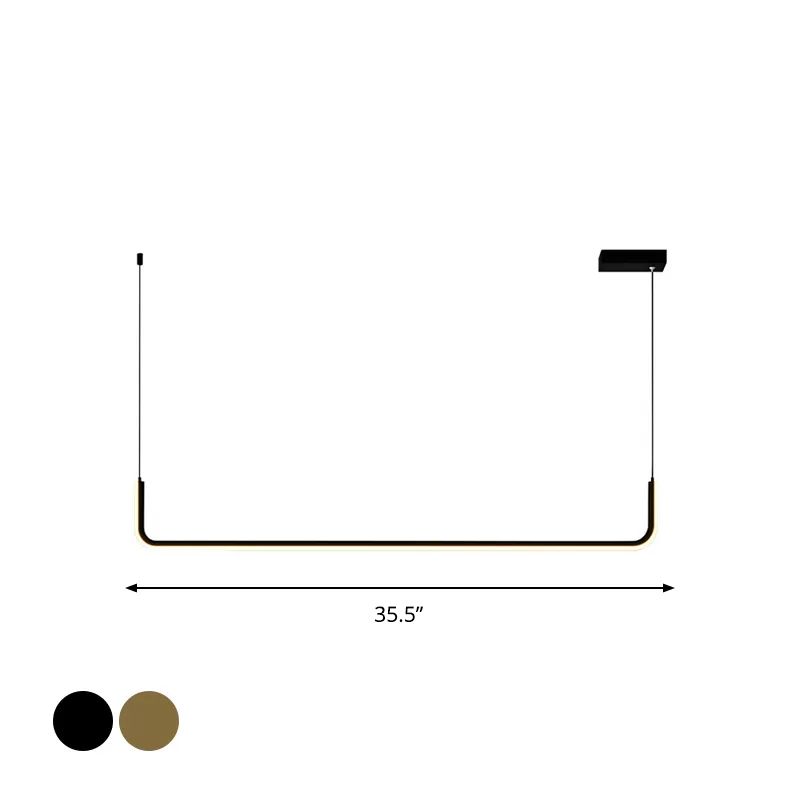 Aluminium Linear Anhängerleuchte Einfachheit Black/Gold LED Hanging Lamp über Esstisch, 39 "/59" Breite