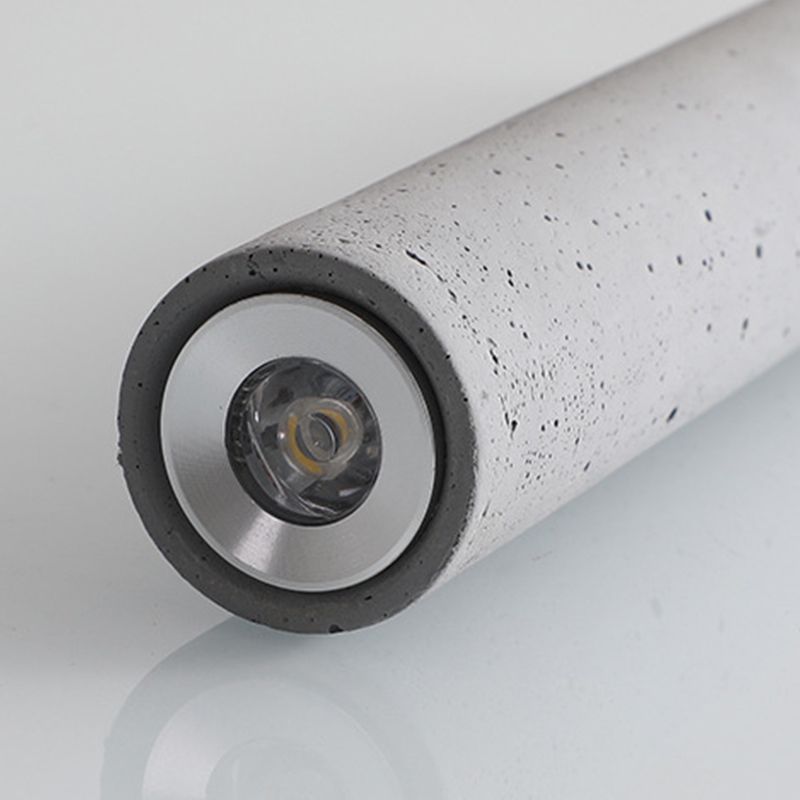 Cylindre moderne style suspendu ciment gris 1 pendentif lumineux léger pour barre