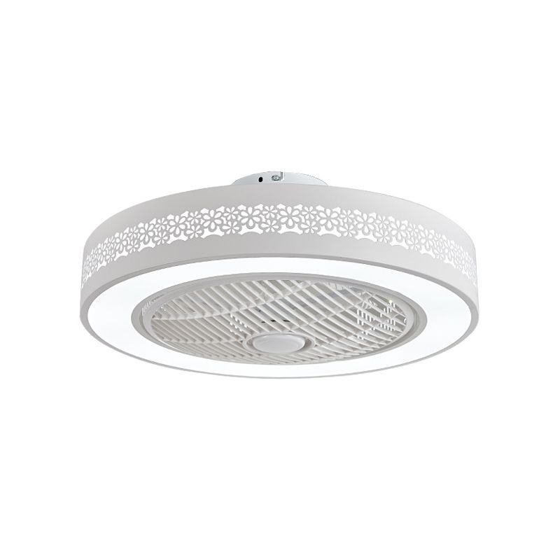 Acryl weiß hängende Lüfterlampe Runde LED 21,5 "Weitminimalismus Halbflush -Deckenleuchte mit 4 Klingen