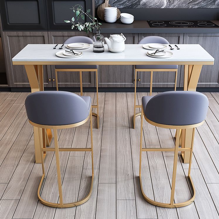 Rectangle Indoor Counter Set 1/3/5/7 Pieces White Stone Top Pub Dining Set