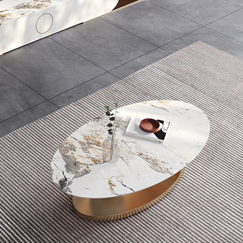 27" Wide Glam Cocktail Table Slate Oval Coffee Cocktail Table