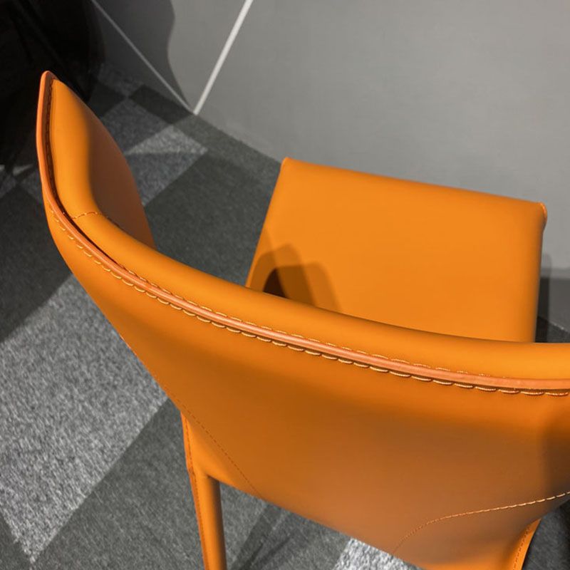 Upholstered Armless Dining Chairs Home Leather Side Chairs with Metal Legs