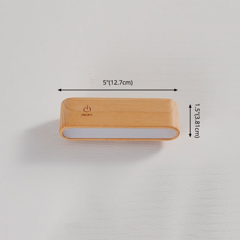 Simplicidad nórdica Luces de madera de madera Rectatable Rectangular Creative LED Lámpara de pared para dormitorio