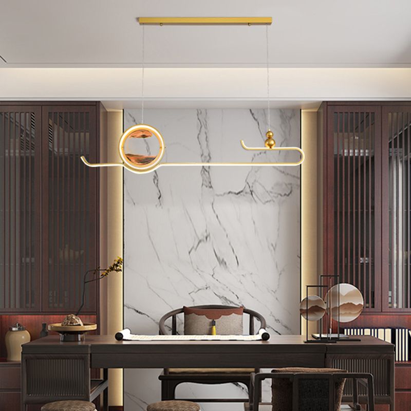 Modern Aluminum Island Light Fixtures Geometry 2-Light Restaurant LED Hanging Lamps