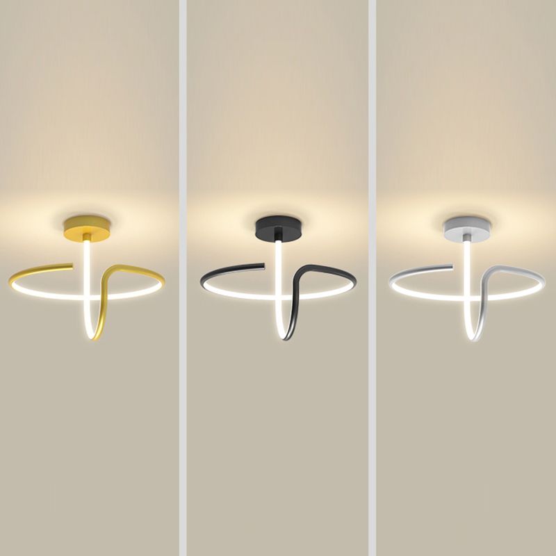 Modern Style Linear Shape Ceiling Fixture Metal 1 Light Flush Ceiling Light Fixture