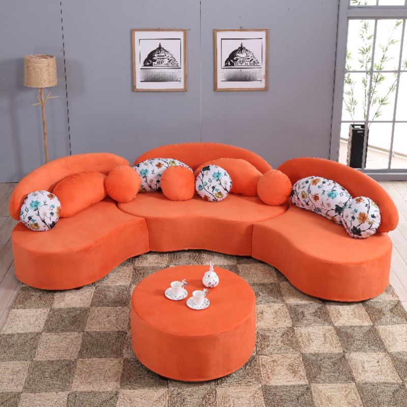 Living Room Contemporary Curved Armless Stationary Cushions Sofa