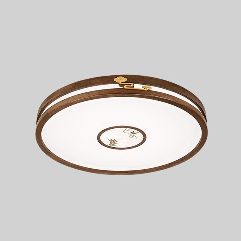 Modern Geometric LED Ceiling Lamp Wood Flush Mount for Balcony Dining Room