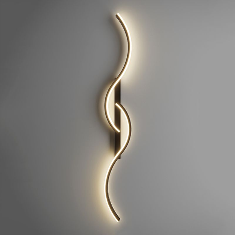 Linear Shape Metal Wall Light Modern Style 2 Lights Wall Light Sconce in Black