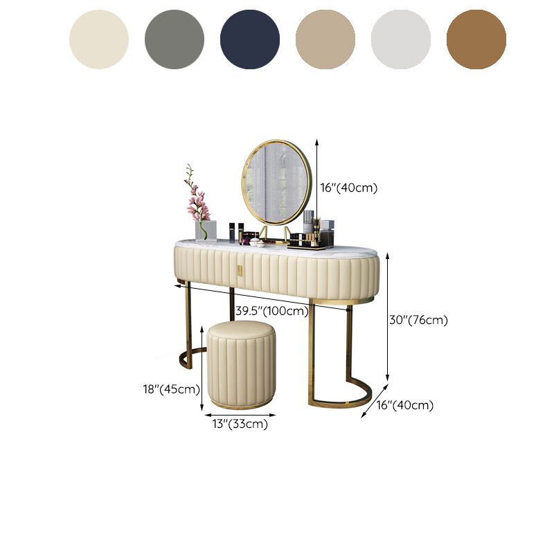 Stone Top Glam Vanity Table with Metal Base Makeup Dressing Table