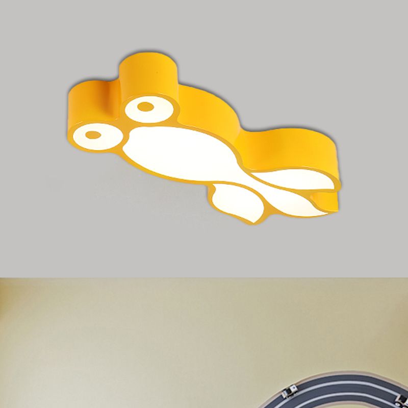 Simplicity LED Flush Mount Light Yellow/Blue Goldfish Close to Ceiling Lamp with Acrylic Shade