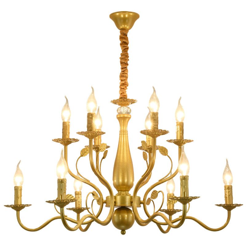 Curved Arm Metal Chandelier Light Fixtures Traditional Living Room Suspended Lighting Fixture