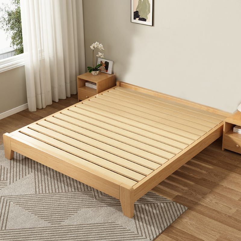Contemporary Natural Mattress Included Solid Wood Solid Color Standard Bed