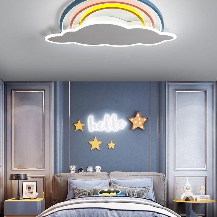 Luz empotrada de arco iris y nube, luz LED de montaje en techo multicolor de dibujos animados para dormitorio