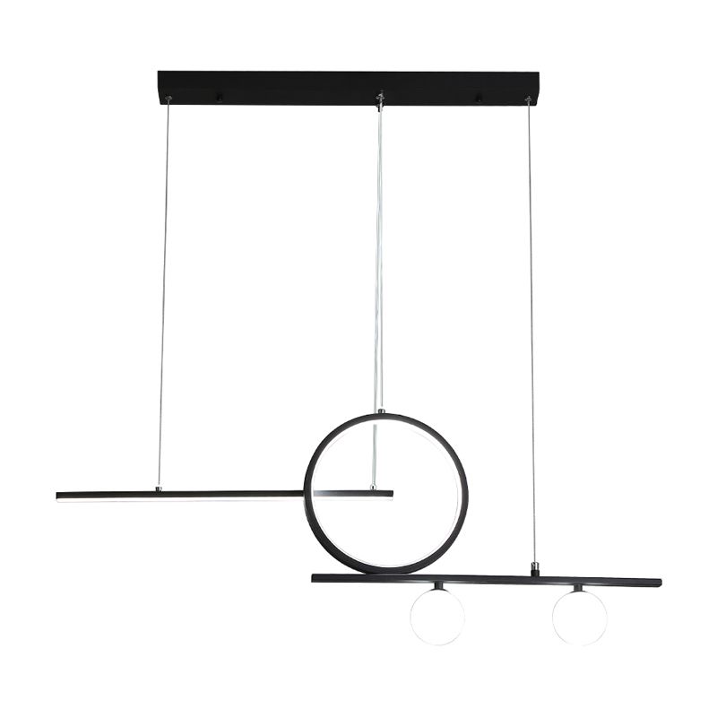 Illuminazione isola lineare lampada sospesa in metallo nordico nero/nero/oro con vetro smerigliato per sala da pranzo