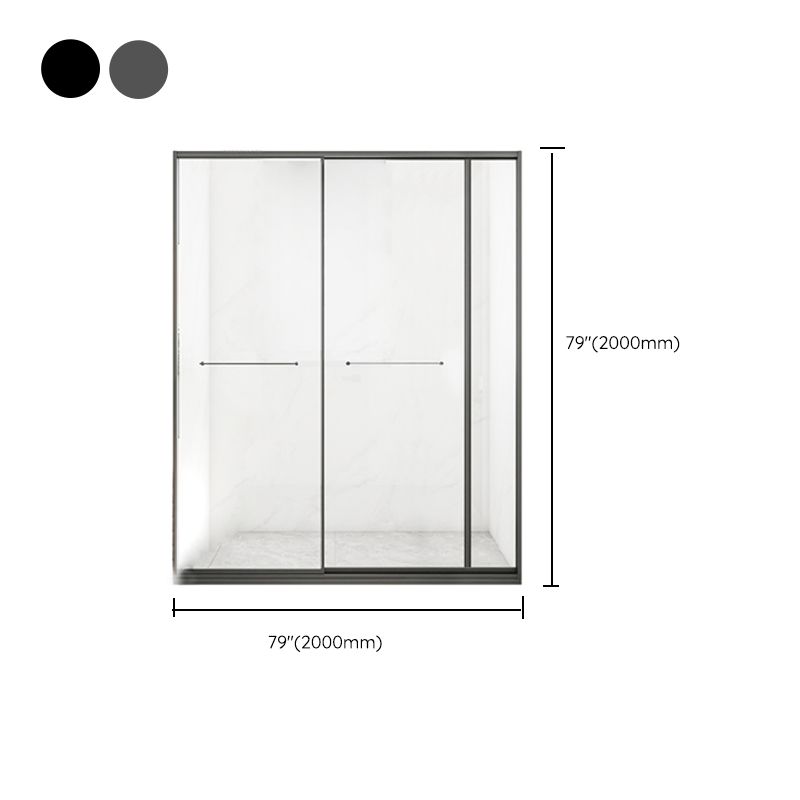 Transparent Tempered Shower Bath Door Double Sliding Framed Shower Doors