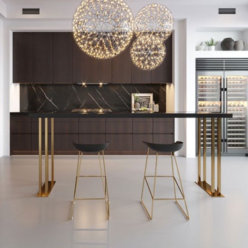 Glam Style Bar Table 42-inch Height Wood Top Bistro Table with Gold Pedestal