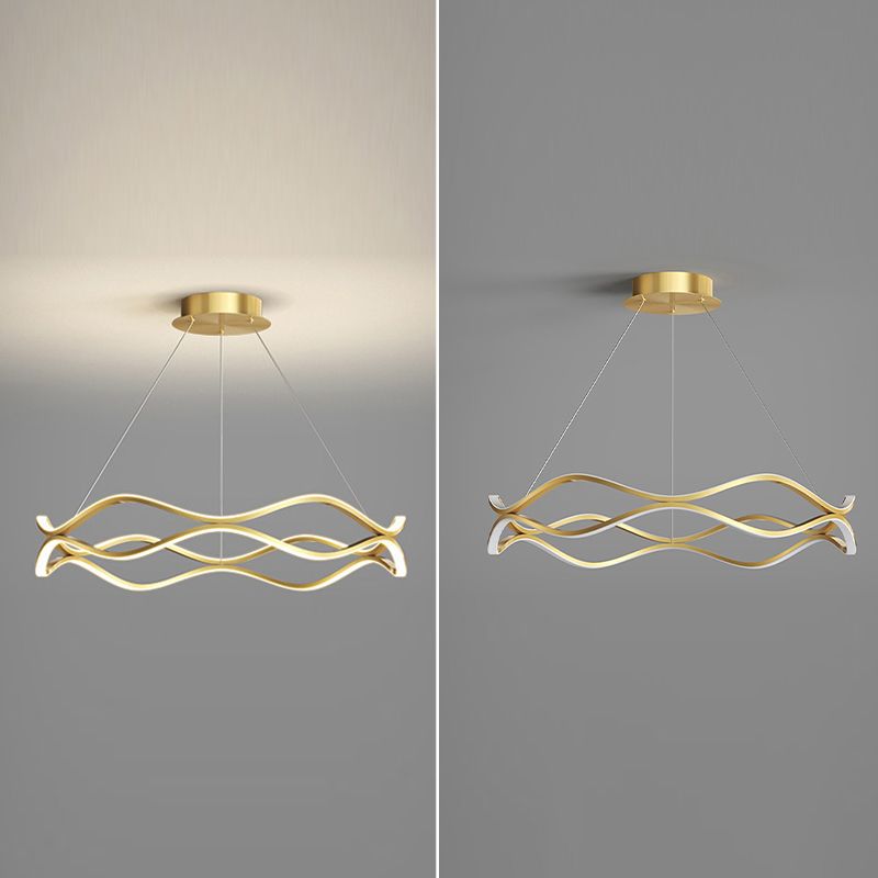 Wave Shape Chandelier Pendant Light Minimalist LED Metal Chandelier Lighting
