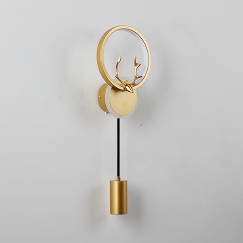 Modern LED Metal Wall Sconce Circle Shape Wall Light with Acrylic Shade for Bedroom