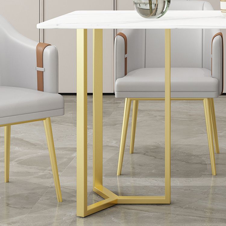 Nordic 1/4/5 Pièces Ensemble de restauration Table à manger en pierre fritté avec chaises en cuir