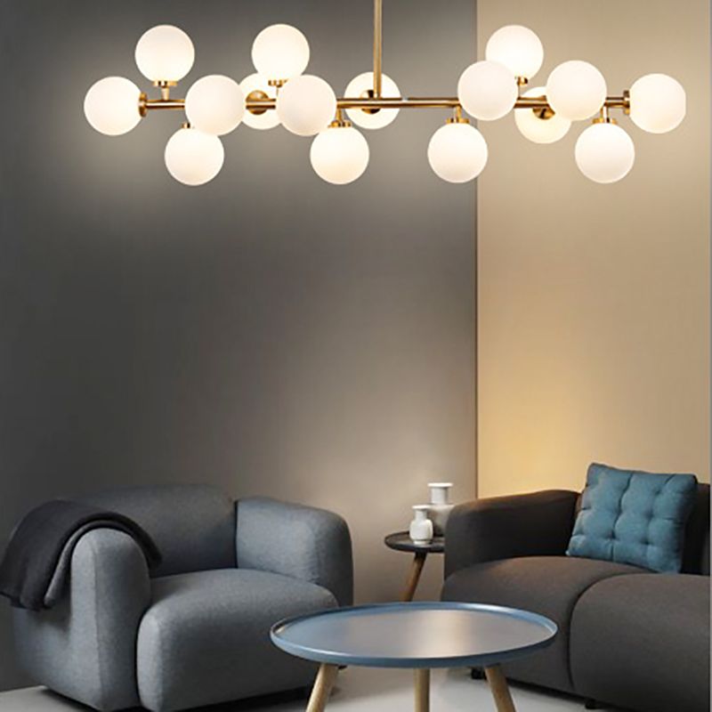 Contemporary Simple Island Light 16-Bulbs Globe Shade Pendant Lights for Dining Room