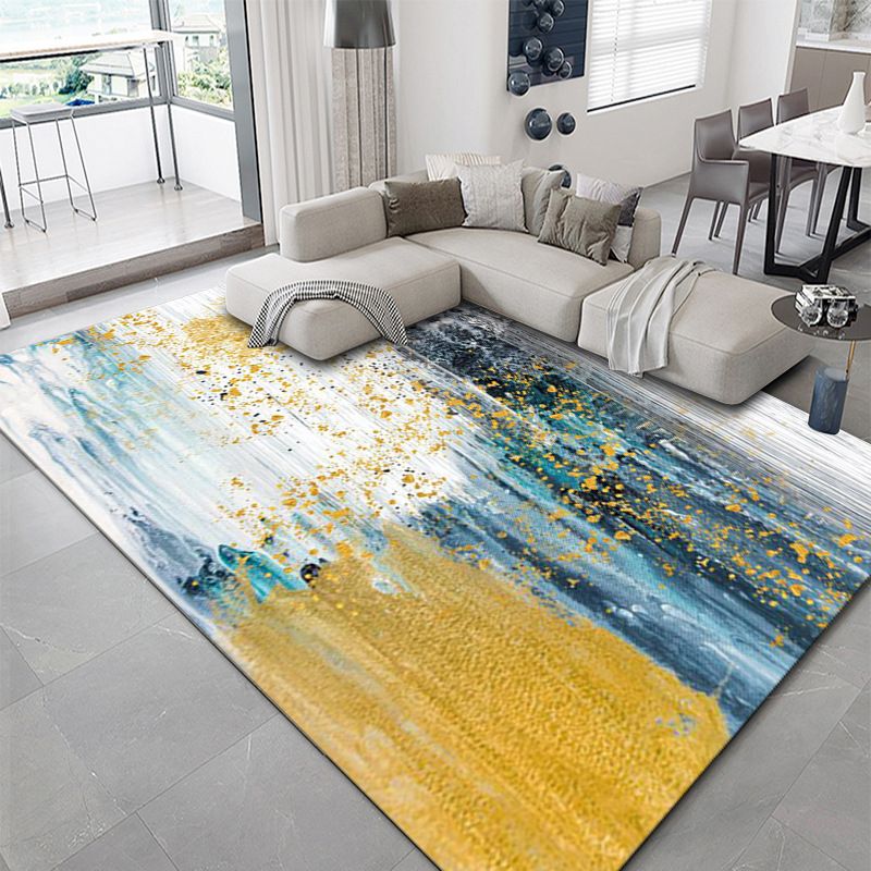 Modern Area Carpet Bold Abstract Print Indoor Rug Washable Polyster Carpet with Non-Slip Backing