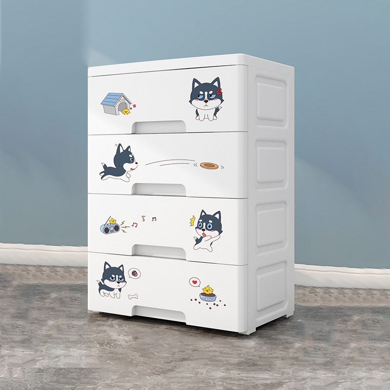 Contemporary Wardrobe White Color Plastic Wardrobe Closet with Drawers