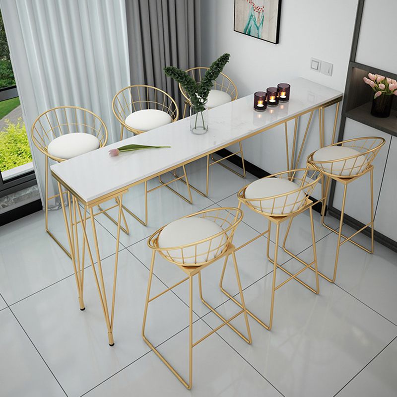 Glam Style Faux Marble Bar Counter Table Rectangle Bar Counter Table