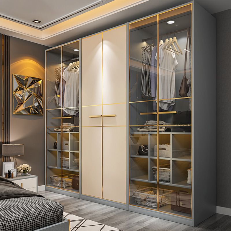 Modern Wooden Wardrobe Cloth Rod Included Wardrobe Closet with Soft Close Door