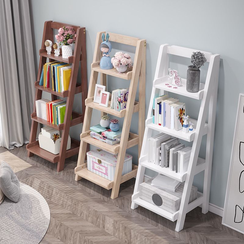 4 Shelves Ladder Bookshelf Modern Wood Bookshelf 55.1" H X 14.2" W