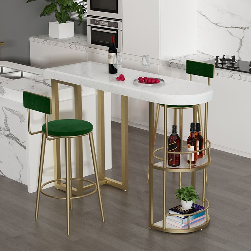 Irregular Shape Marble Pub Dining Set, 1/3/5 Pieces Luxury Counter Table with High Stools