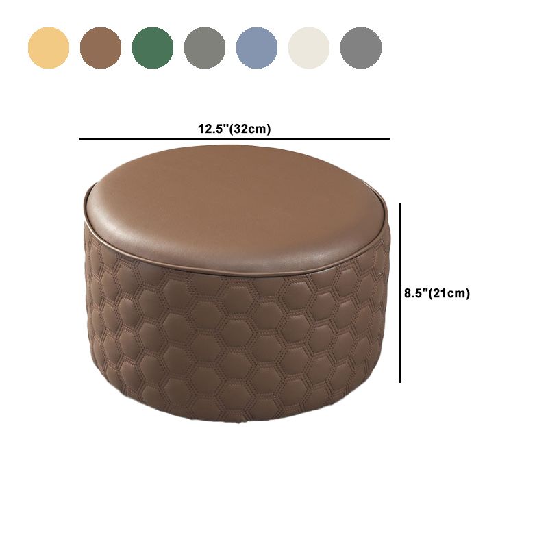 Stylish PU Ottoman Solid Color Water Resistant Round Footstool Ottoman