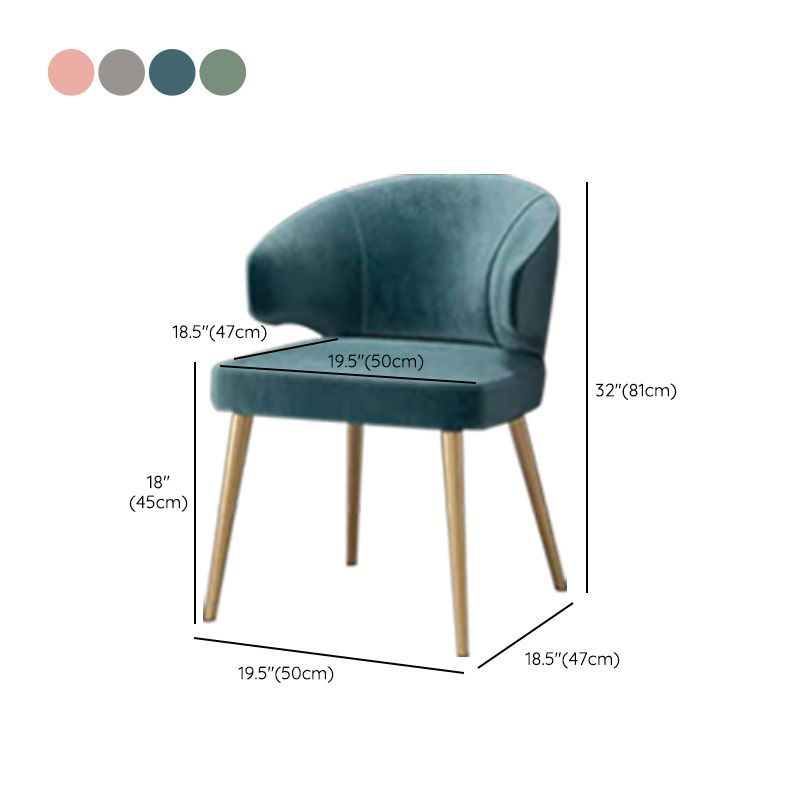 Metal Glam Style Side Chair Wingback Arm Chair with Gold Legs