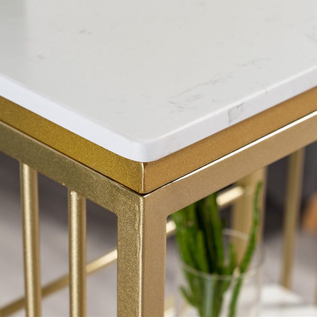 Modern 1/3 Pieces Bar Table Set Rectangle Stone Counter Table with High Stools for Cafe