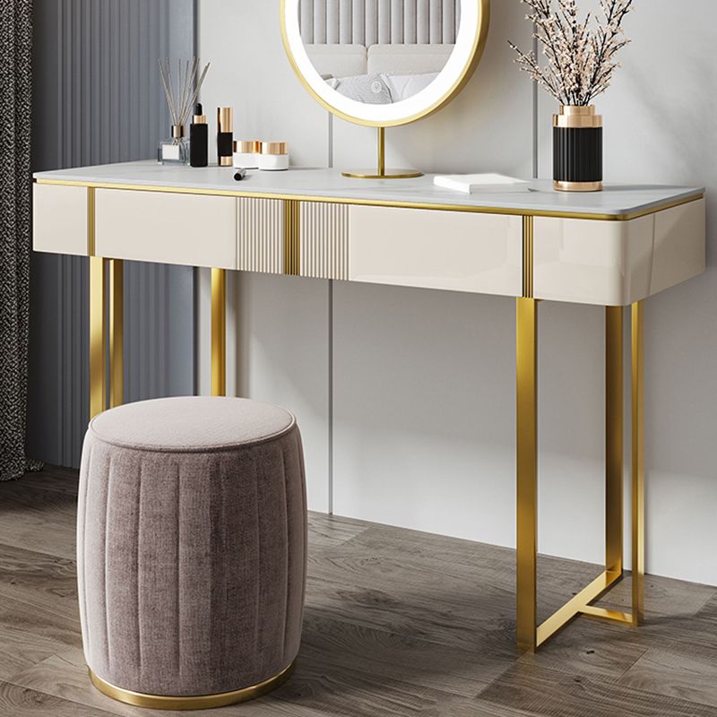 2-Drawer Vanity Makeup Table Set Vanity Stool in White - 29.53" H