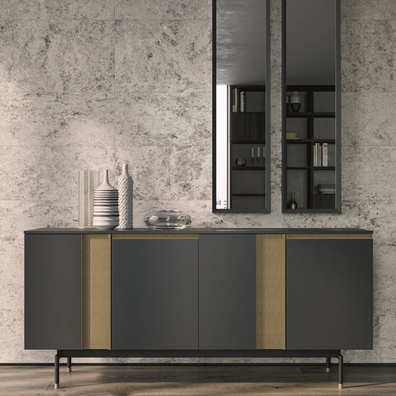 Standard Cabinet Metal and Solid Wood Accent Cabinet with Doors