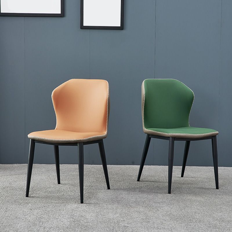 Metal Contemporary Dining Chair Metallic Finish Wingback Side Chair