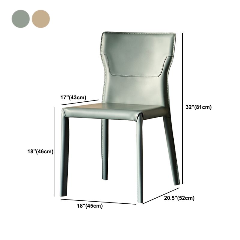 Metal Contemporary Home Side Chair with Leather Legs Matte Finish Dining Chair