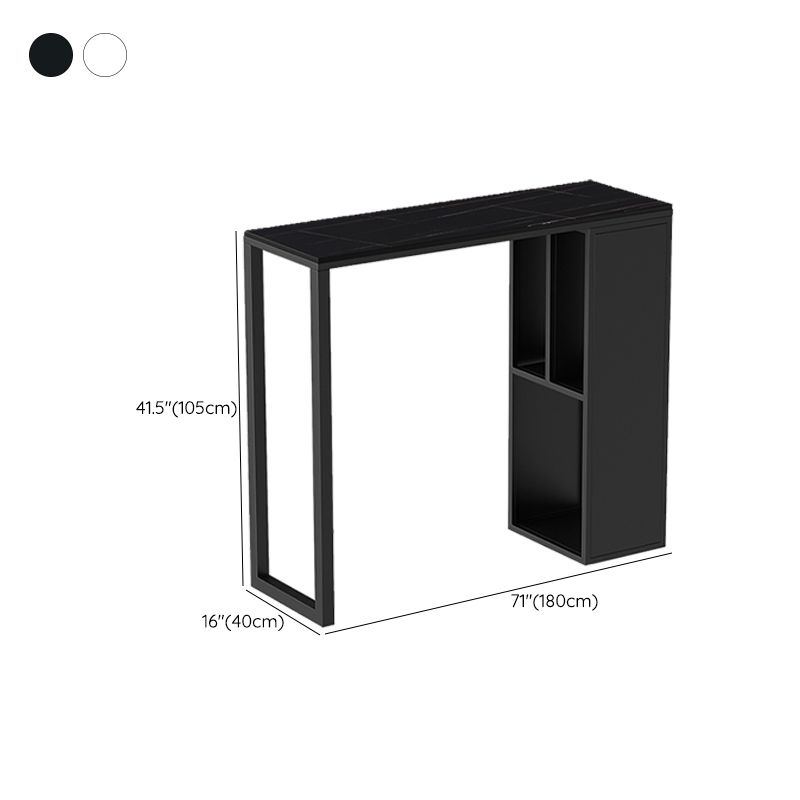 Modern Sintered Stone Top Double Pedestal Bar Table for Kitchen Dining Room