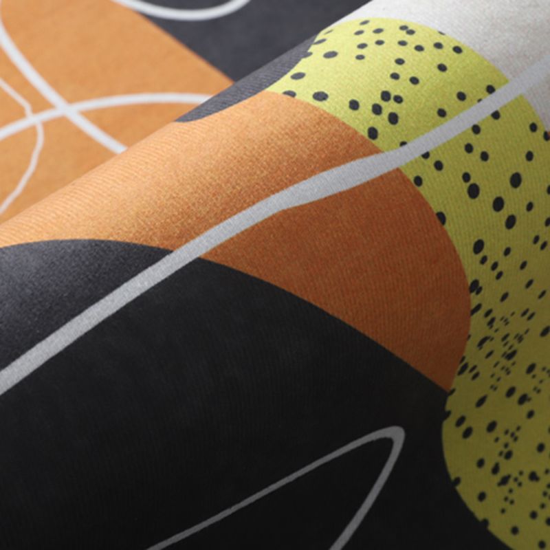 Orange Living Room Area Carpet Geometric Pattern Polyester Area Rug Easy Care Washable Rug