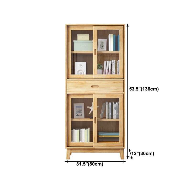 Natural Scandinavian Standard Bookcase Pine Wood Bookcase with Door