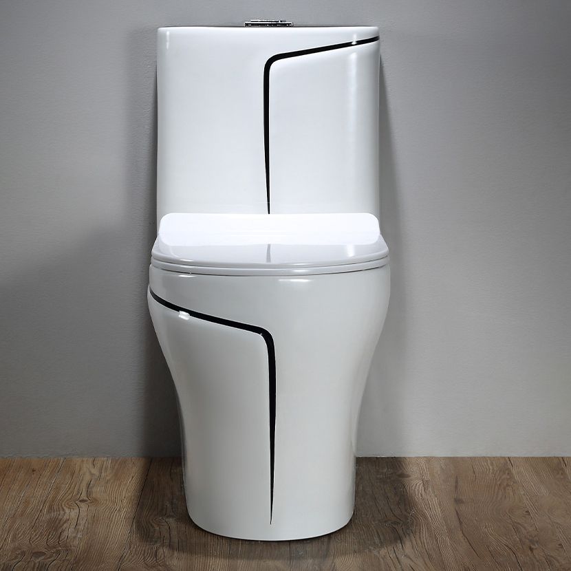 Floor Mount Flush Toilet Skirted Traditional One-Piece Toilet with Slow Close Seat