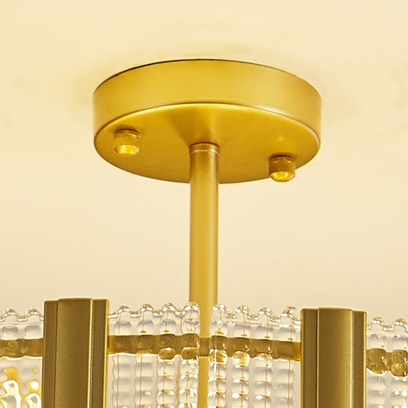 Round Shape Ceiling Lamp Modern Simple Style Iron Flush Mount with Glass Lampshade for Bedroom