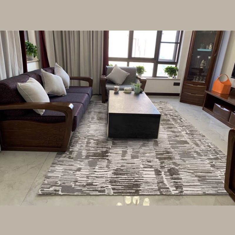 Grey Tone Eclectic Rug Polyester Carpet Mottled Effect Indoor Rug Non-Slip Backing for Living Room