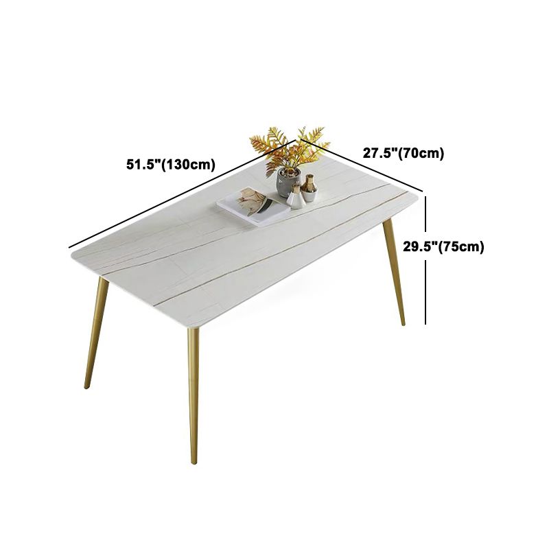 Glam Rectangle Dining Table Set 1/4/5/7 Pieces Dinette Set with White Sintered Stone Top